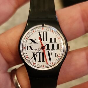 Swatch Black and White Roman‎ Numeral Watch
